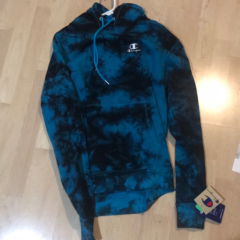 blue tiedie champion hoodie